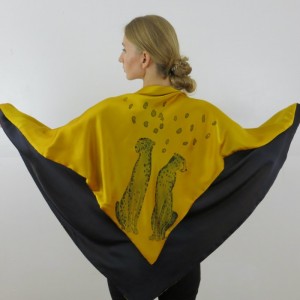 Hand Painted Silk Double-face Shawl $500